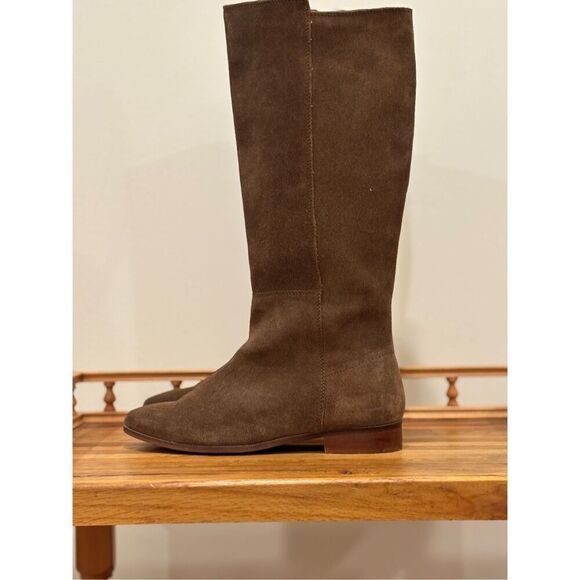 NWT Roolee Women's Tall Suede Knee High Stretch Riding Boot Brown Size 7 - Picture 1 of 9